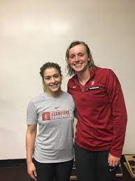 Kathleen genevieve ledecky is an american competitive swimmer. Katie Ledecky On Twitter Ran Into Marylander Helen Maroulis On The Farm Today Md Crab Cakes Gold Medals Right