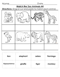 Match Zoo Animal Words To Pictures 4 Worksheet