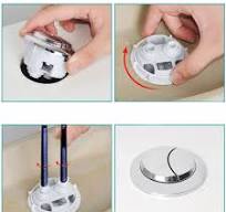Lokatall Lot de 2 boutons de chasse d'eau de rechange à double poussoir,  bouton de chasse d'eau de toilette avec diamètre fileté 48 mm (rond) : ...