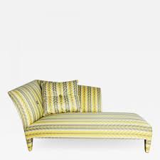 French louis xvi carved painted chaise lounge new upholstered fabric. John Hutton Vintage Donghia Yellow Stripe Spirit Chaise Longue By John Hutton
