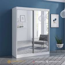 Almari pakaian yang berukuran cukup besar yang biasa dipakain dalam ruang untuk menutup permukaan dinding. Lemari Baju Kaca 2 Pintu Sliding Sarana Mulya