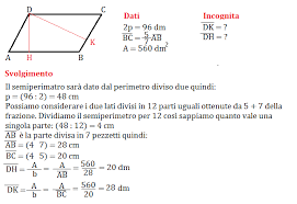 Calcola l'area del parallelogramma e la misura della seconda altezza. Problemi Sull Area Del Parallelogramma Geometria Seconda Media