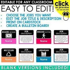 Editable Classroom Jobs For Student Helpers Job Chart