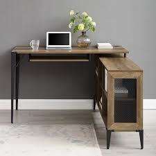 Onamia L Shape Desk L Shaped Desk Desks For Small Spaces Dark Wood Desk