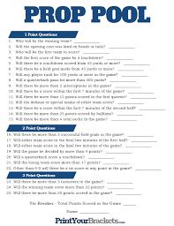 Lots of parents believe that free printable surveys are crucial for their kids to discover how to appropriately fill out kinds in school. Super Bowl Prop Pool Printable Prediction Pool