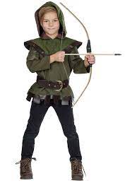 Das grüne robin hood kinderkostüm macht mit der mittelalterlichen hemdweste mit schnürungen im brustbereich und an den ärmeln, sowie mit einer braunen stoffhose, stiefelstulpen und dem typischen waldläufer hut mit feder richtig was her. 2tlg Kostum Waldlaufer In Khaki Braun Robin Hood Kostum Kind Robin Hood Kinder Kostum