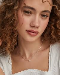 Virginia Sterling Silver Paperclip Necklace in White Topaz