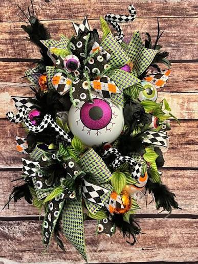 Halloween Wreath, Eyeball wreath, Spooky Wreath, Unique Halloween Wreath, Halloween wreath for door, Fun Halloween Wreath | MakerPlace by Michaels