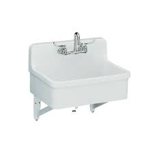 Kohler K 12787 0 White 30 X 22 Wall Mounted Utility Sink With 8 Widespread Faucet Holes From The Gilford Collection Faucetdirect Com Laundry Sink Utility Sink Sink