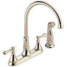 Kitchen faucet brushed nickel & ceramic disc valve: Delta Cassidy 2 Handle Standard Kitchen Faucet With Side Sprayer In Polished Nickel 2497lf Pn The Home Depot
