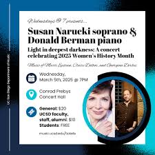 🚨 CONCERT ALERT 🚨 Come see Susan Narucki, soprano, and Donald Berman,  piano next Wednesday, March 5th @ 7pm