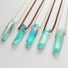 Aqua Aura Quartz Crystal Necklace Raw Crystal Necklace Etsy Quartz Crystal Necklace Raw Crystal Necklace Aqua Aura Quartz