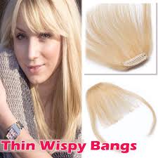 Today i wanted to share four very simple hairstyles that i love to pair with my bangs and the way i do them! Clip In Human Hair Bangs With Temples Thin Clip On Wispy Fringe Extensions Flat Air Fringe For Women One Piece 5 Hairpiece 613 Bleach Blonde