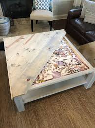 Make Three Table Top Smaller Than The Top Frame So The Top Can Be Slid Underneath Puzzle Table Diy Coffee Table Farmhouse Style Coffee Table