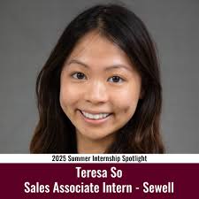 ✨Internship Spotlight✨ Teresa So will be joining Sewell as a Sales  Associate Intern this summer! Wishing you the best this summer Teresa!