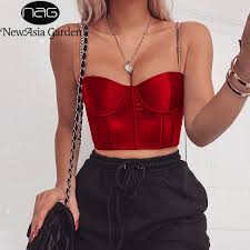 #crop top #crop tops #tooturnttony #tik tok #tiktok #jenna marbles. Newasia Summer Crop Top Women Sexy Bustier Top Blackless Chain Strap Padded Cropped Casual Satin Black Crop Tops Clothes 2020 Camis Aliexpress