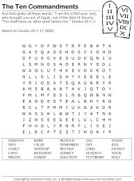 10 commandment worksheets for children. The Ten Commandments Word Search Sermons4kids