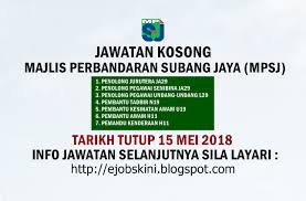 Aparatur sipil negara yang selanjutnya disingkat asn adalah profesi bagi pegawai negeri sipil dan pegawai pemerintah dengan perjanjian. Jawatan Kosong Perbandaran Subang Jaya Mpsj 15 Mei 2018