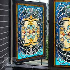 Privacy window glass film sticker static cling frosted stained bathroom home. Stained Glass Window Film Opaque Self Adhesive Decorative Glass Sticker Privacy Bathroom Home Living Room Kitchen For All Kinds Of Smooth Glass Surface 80x800cm 31x315inch Buy Online In Antigua And Barbuda At Antigua Desertcart Com Productid