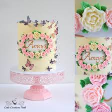 Ameya S Birthday Cake Buttercream Roses And Butterflies Pretty Cakes Cake Cake Creations