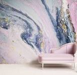 Abstract Pink Marble Wall Mural, 3D Golden Blue Texture Photo Wallpaper,  Home Decor TV Background Large Art Wall Painting for Living Room Bedroom ...