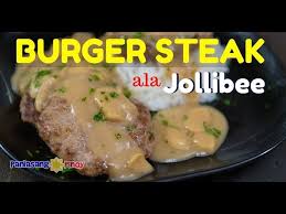 I'm sure we all did. Jollibee Inspired Burger Steak Recipe With Mushroom Gravy Filipino Salisbury Steak Youtube