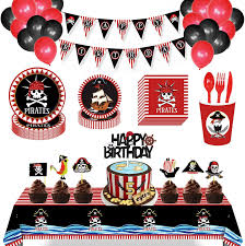 5 out of 5 stars (4,096) $ 25.00. Buy Jhkim Pirate Party Supplies Pirate Decorations 157pcs Serves 16 Incluedes Paper Plates Balloons Happy Birthday Banner Napkins Cups Tablecloth Flatware Cupcake Toppers Pirate Themed Birthday Decorations Online In Turkey B0915bbny1