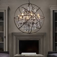 Rustic Orb Chandelier Farmhouse Kitchen Island Led Bar Light Crystal Chandelier Loft Rustic Retro Black Round Chandelier Lamp Chandeliers Aliexpress