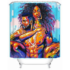 High Quality Custom African American Woman Man Shower Curtain Black Love Art African American Art Art