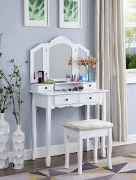 Roundhill Furniture Sanlo Make Up Vanity Table And Stool Set Home Garden Furniture Vanity
