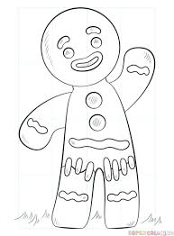 How To Draw A Gingerbread Man Step By Step Drawing Tutorials For Kids And Be Christmas Drawings For Kids Gingerbread Man Coloring Page Gingerbread Man Drawing
