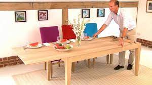 The salerno extension dining table is cleverly designed to seat four in your small dining space, and accommodate up to six at a moment's notice by simply adding an extra leaf stored inside the table. 30 Extendable Dining Tables