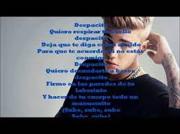 According to the translation from spanish to english, the lyrics include things like, 'slowly, i want to breathe your neck slowly', 'i want to strip you off with kisses slowly, sign the walls of your. Luis Fonsi Daddy Yankee Despacito Letra Official Ft Justin Bieber Lyrics Official Like Si Les Gusta Suscriban Despacito Letra Daddy Yankee Justin Bieber