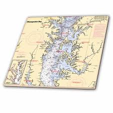 3drose Print Of Nautical Chart Chesapeake Bay Ceramic Tile 6 Inch