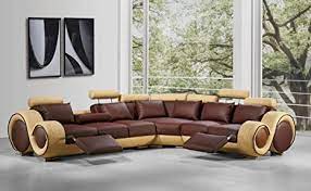 Amazon.com: Brown Beige Bonded Leather Sectional Sofa Soflex Divani Casa  4087 : Home & Kitchen