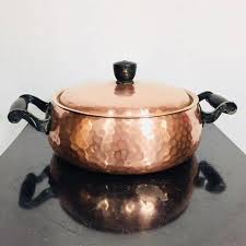 Stockli Netstal Copper Hammered Pot Casserole Pan With Lid Vintage Kitchen Casserole Pan Copper
