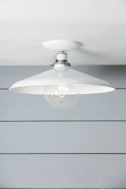 Industrial Ceiling Mount Light 14in White Metal Shade Lamp Semi Fl Industrial Ceiling Lights Metal Lamp Shade Industrial Modern Lighting