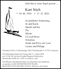 Traueranzeigen von Kurt Stich