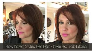 Karen o long straight hairstyle. How Karen Styles Her Hair Inverted Bob Tutorial The2orchids Youtube