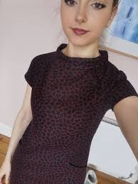 Laura Ashley Vintage 1960's dress. A line. Turtle neck, leopard, maroon &  black