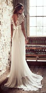 Boho Bohemian A Line Chiffon Wedding Dresses Cap Sleeve Lace Accents Big Bow Bridal Gowns Wedding Dress Cap Sleeves Wedding Dresses Lace Wedding Dress Chiffon