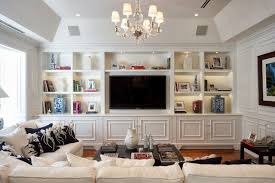 The Glam Pad A Blue And White Miami Manse Traditional Family Rooms Living Room Built Ins Family Room