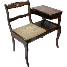 Vintage Frankson Mahogany Wood Telephone Phone Table Gossip Chair Desk Bench Gossip Bench Mahogany Wood Chair