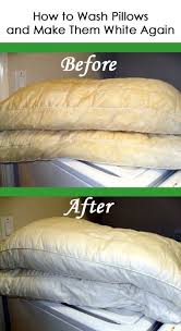 How To Wash Pillows And Make Them White Again Diy Cleaning Products Cleaning Hacks House Cleaning Tips