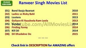 Ranveer Singh Movies List Youtube Here are the complete list and details of bollywood star ranveer singh upcoming movies. ranveer singh movies list youtube