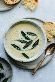 Jerusalem Artichoke Soup With Truffle Oil And Fried Sage Leaves Beyond Sweet And Savory Recipe Artichoke Soup Recipes For Soups And Stews Jerusalem Artichoke Soup