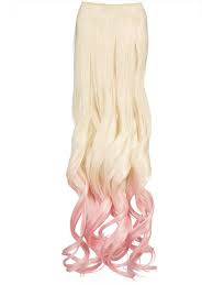No, the dip dye and ombré hair are not the same thing! Dip Dye Curly One Piece Hair Extensions In Pure Blonde To Pastel Pink Koko Couture
