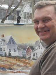 Ken Carlson, working on a plein air painting. Courtesy of Laurie M. Carlson. If you have a chance, stop by The First bank in Boothbay Harbor, check out the ... - A-Carlson-article-2%2520col