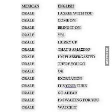 Here In Mexico Our Multi Meaning Word Is Orale Spanish Slang Learning Spanish Slang Words