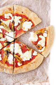 A Perfect Summer Pizza Made With Crushed Tomatoes Mozzarella And Squash Blossoms Food Broma Bakery Savoury Food